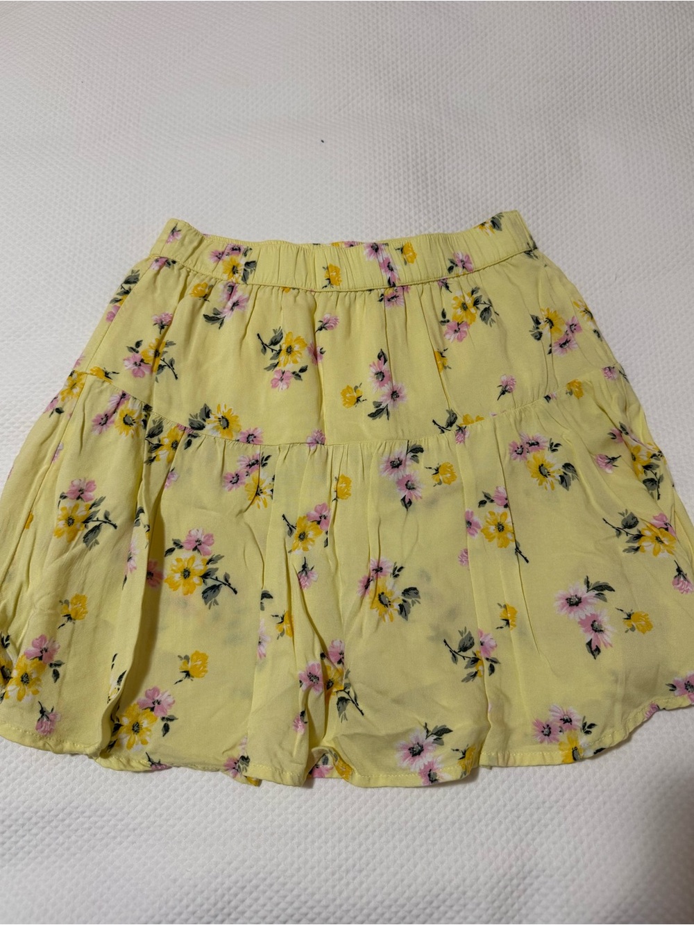 Abercrombie Kids Girls Light Yellow Floral Tiered Skirt Size 15/16